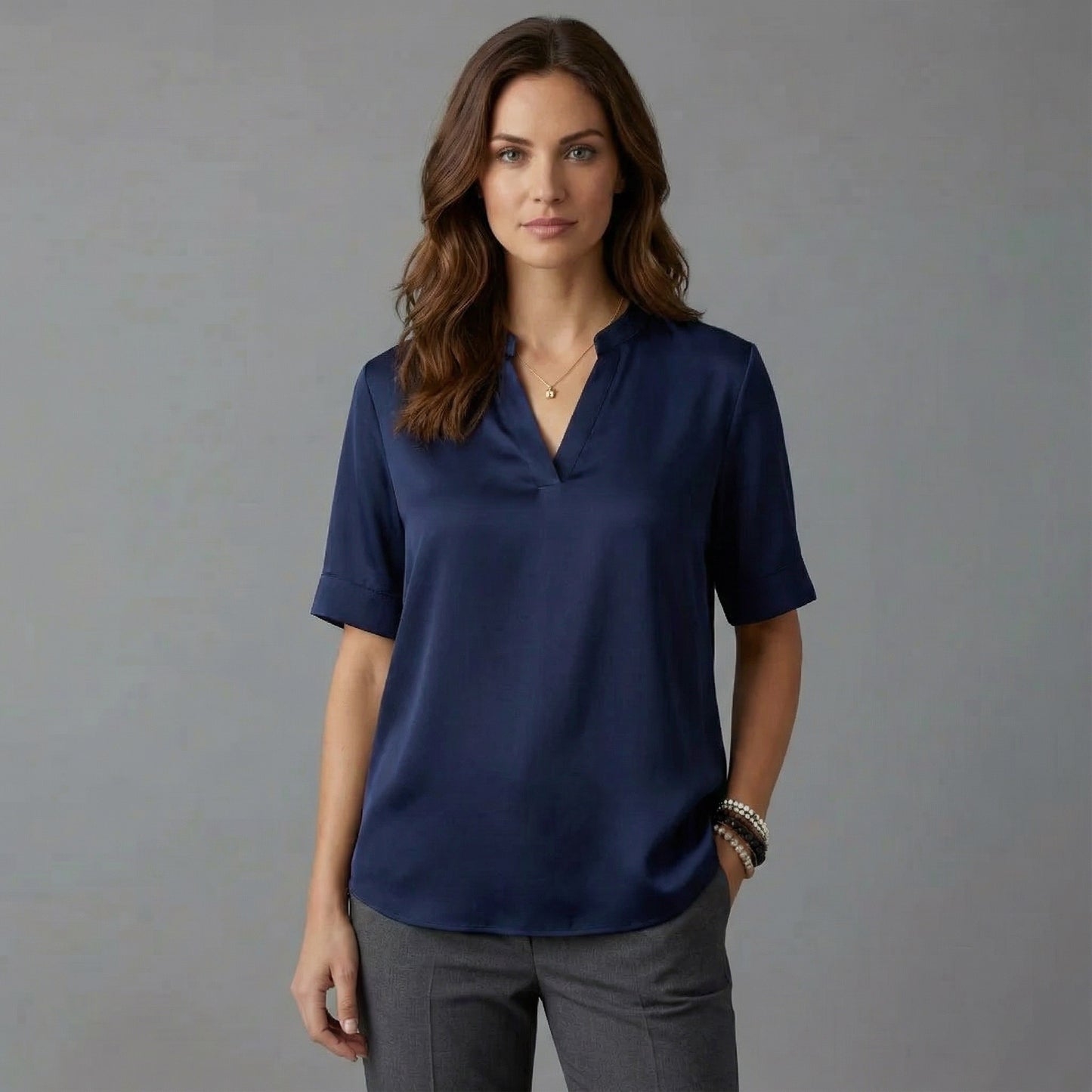 Arden Silky V-Neck Blouse